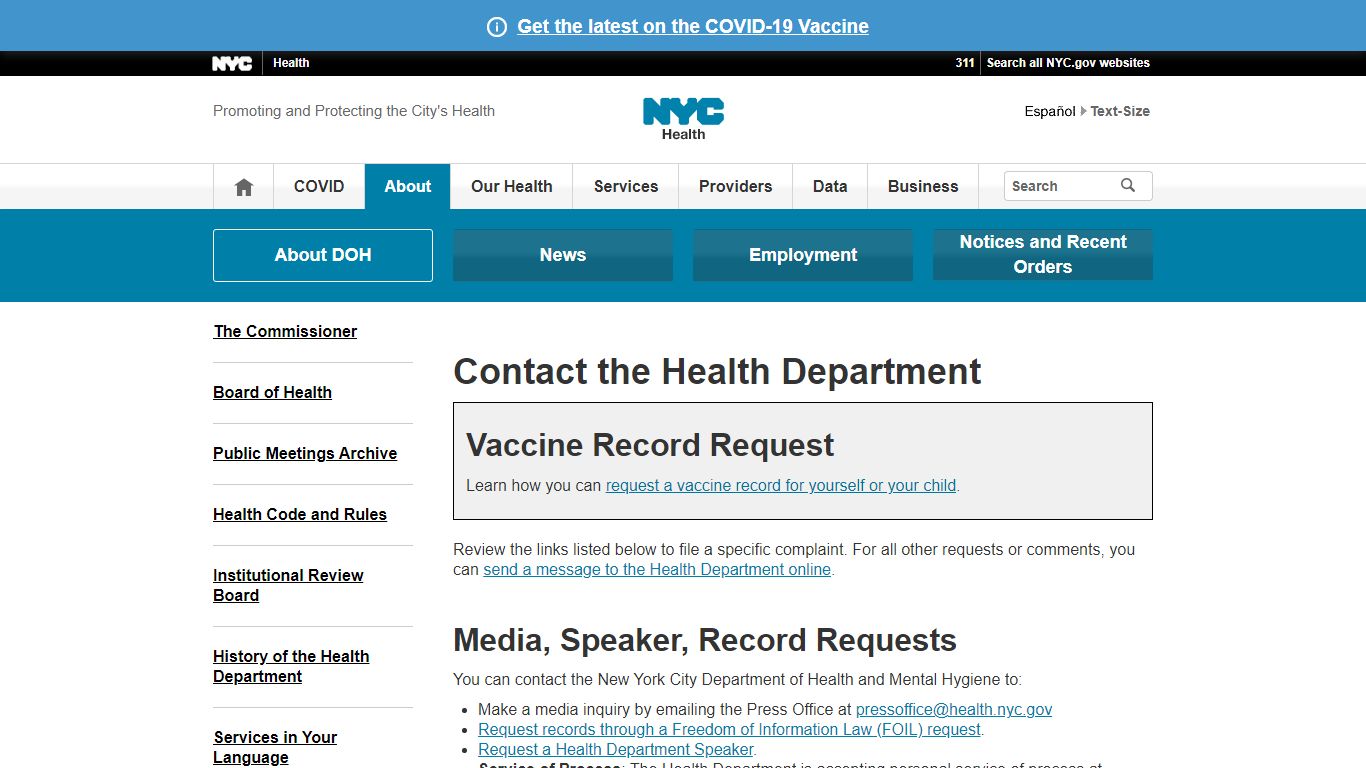 Contact the Health Department - NYC Health - New York City
